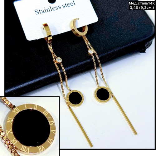 Сережки мед.сталь14К 10713 (9.3см)